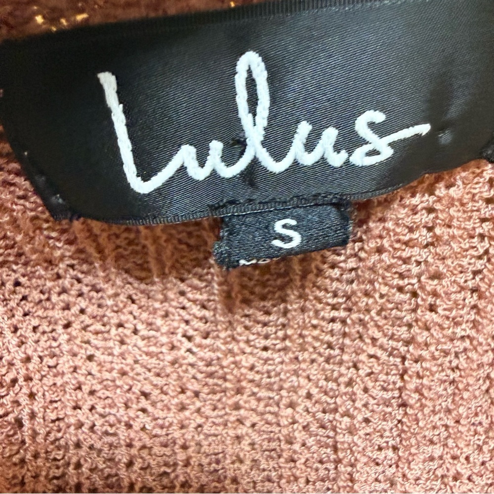 Lulu's | Eloise Dusty Pink V-Neck Loose Knit Sweater | Sz S - Picture 8 of 9